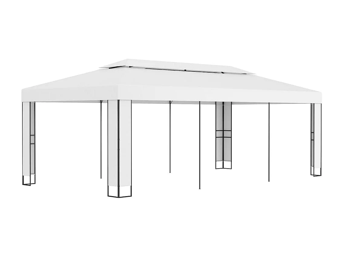 Gazebo con doppio tetto 3x6 m Bianco