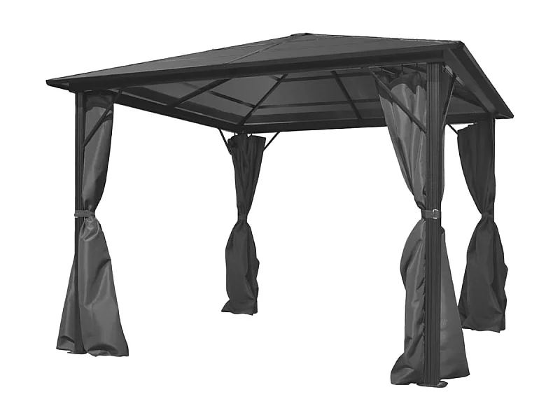 Cenador con cortina Aluminio Antracita 300 x 300 cm