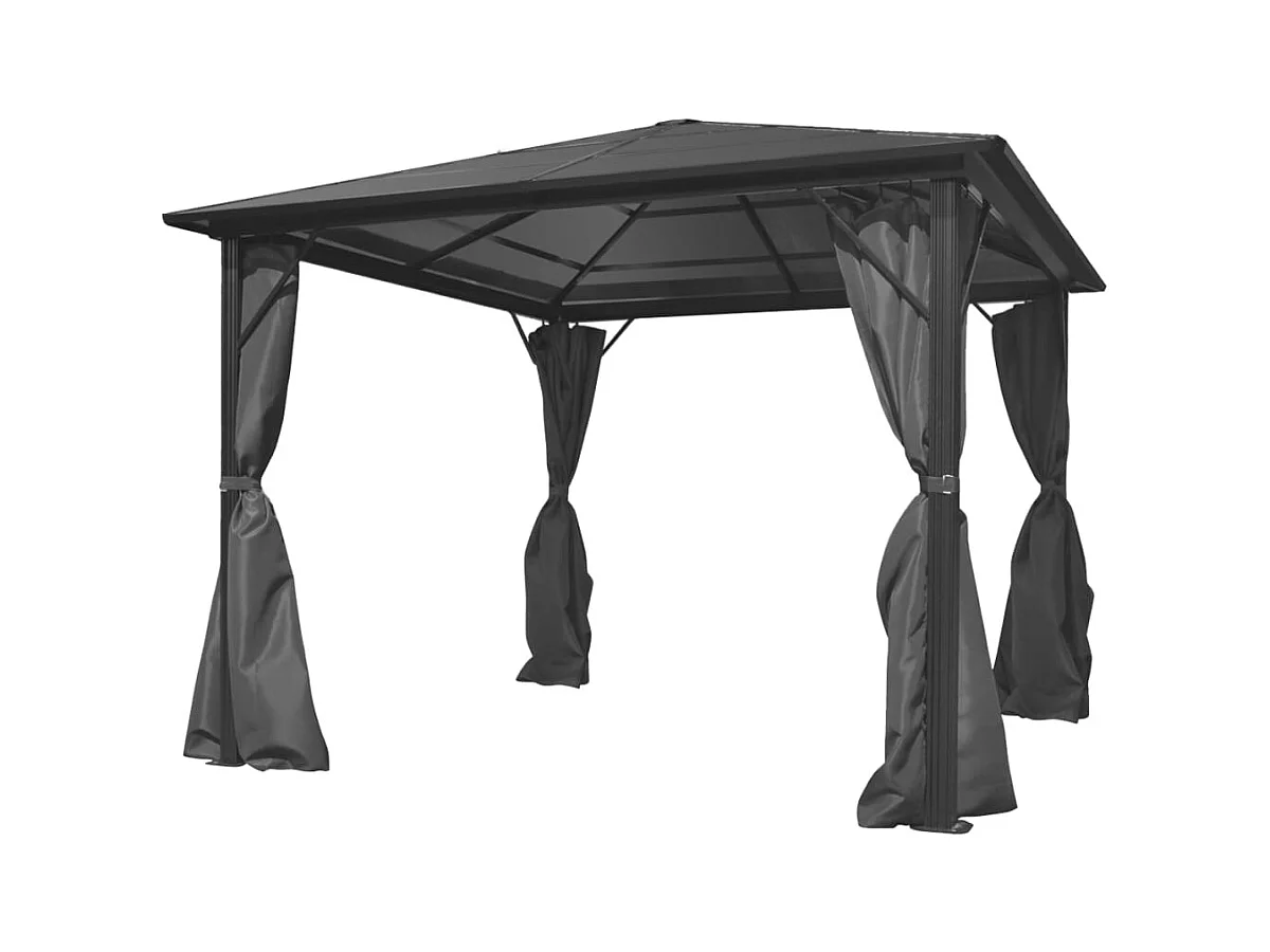 Cenador con cortina Aluminio Antracita 300 x 300 cm