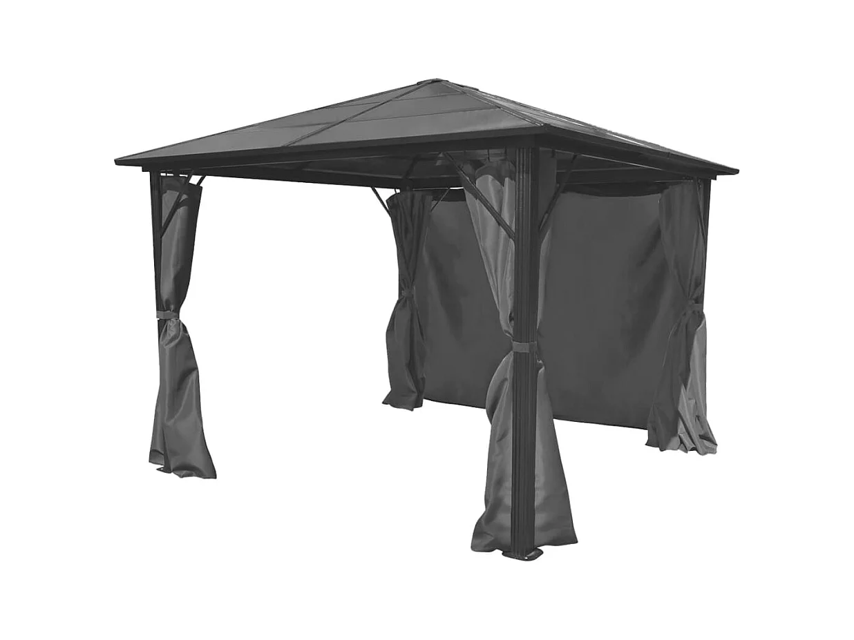 Cenador con cortina Aluminio Antracita 300 x 300 cm