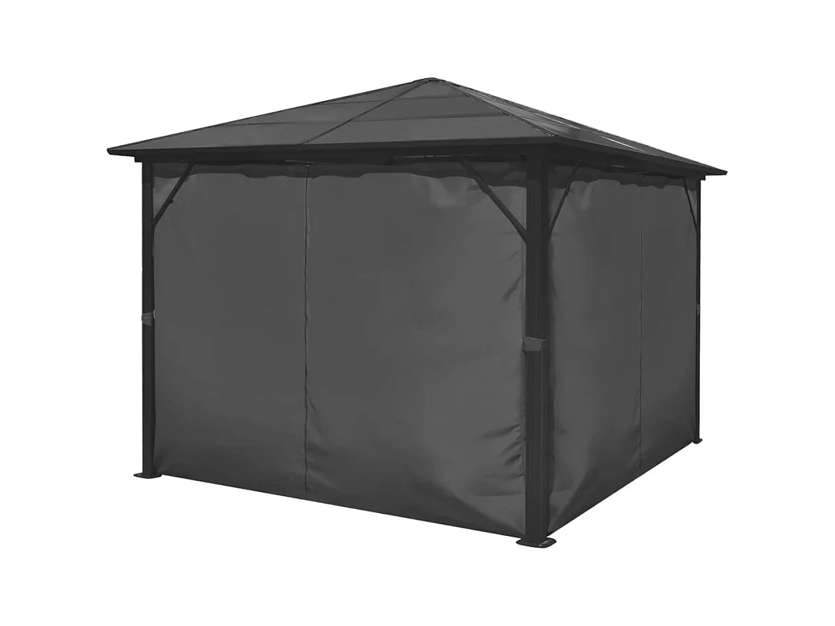 Cenador con cortina Aluminio Antracita 300 x 300 cm