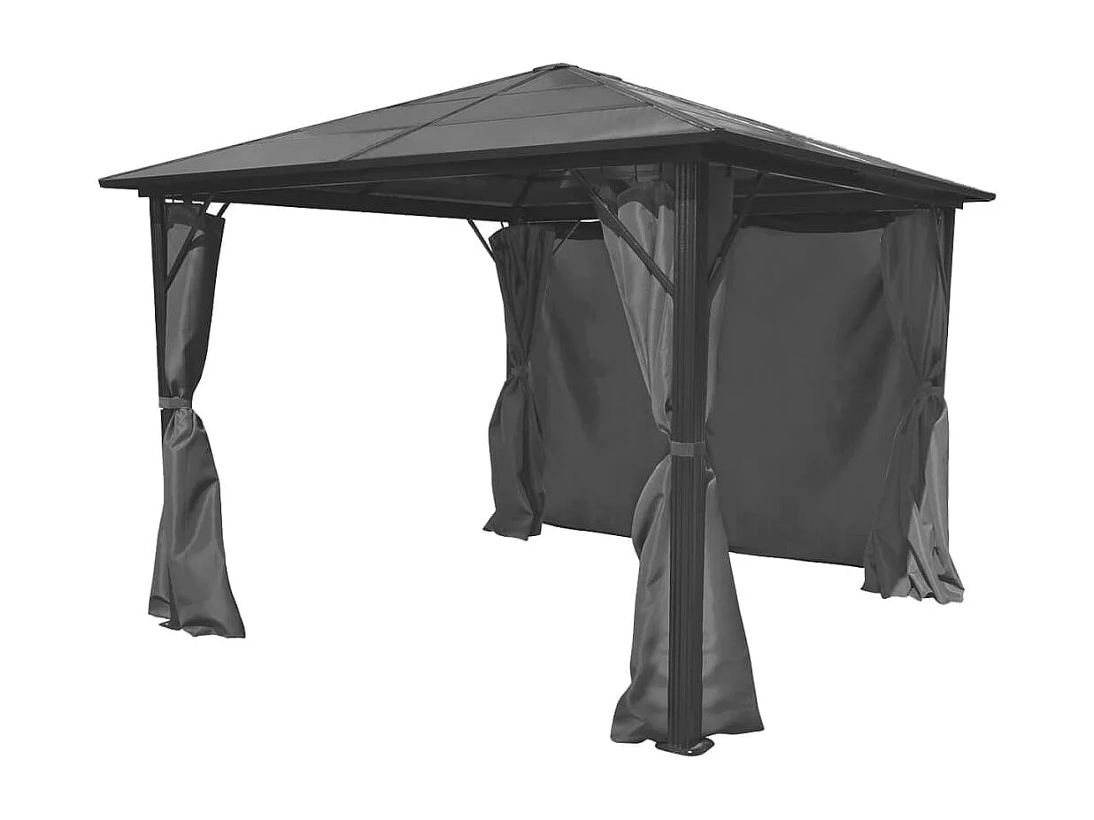 Cenador con cortina Aluminio Antracita 300 x 300 cm