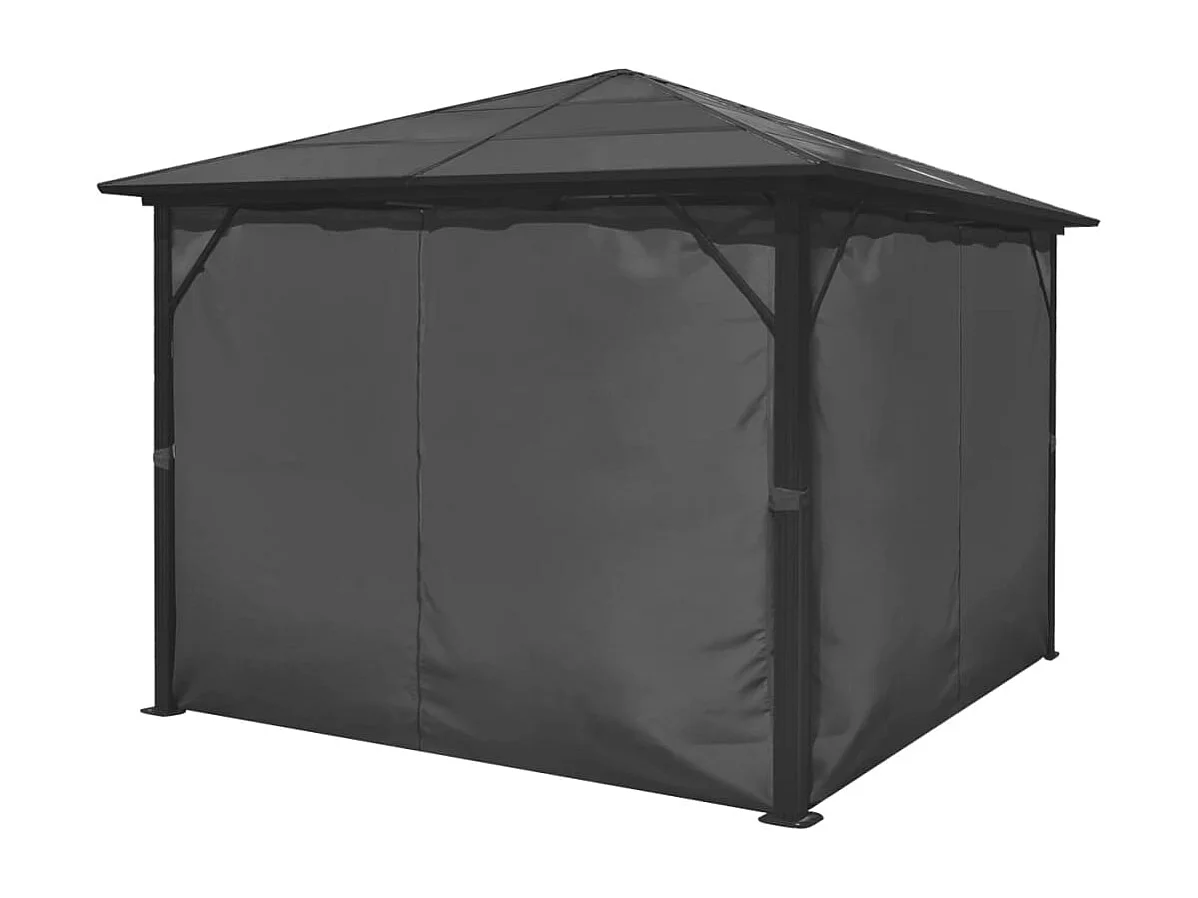 Cenador con cortina Aluminio Antracita 300 x 300 cm