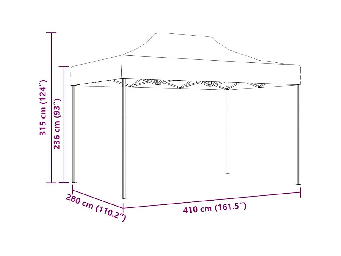 Carpa de recepción plegable profesional 280x410x315 cm Acero Blanco