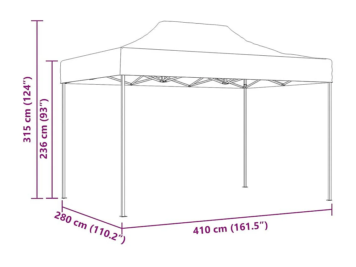 Tenda pieghevole professionale per ricevimenti 280x410x315 cm Acciaio Bianco