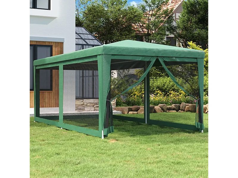 Carpa para fiestas con 4 paredes laterales de malla Verde 3x6 m HDPE