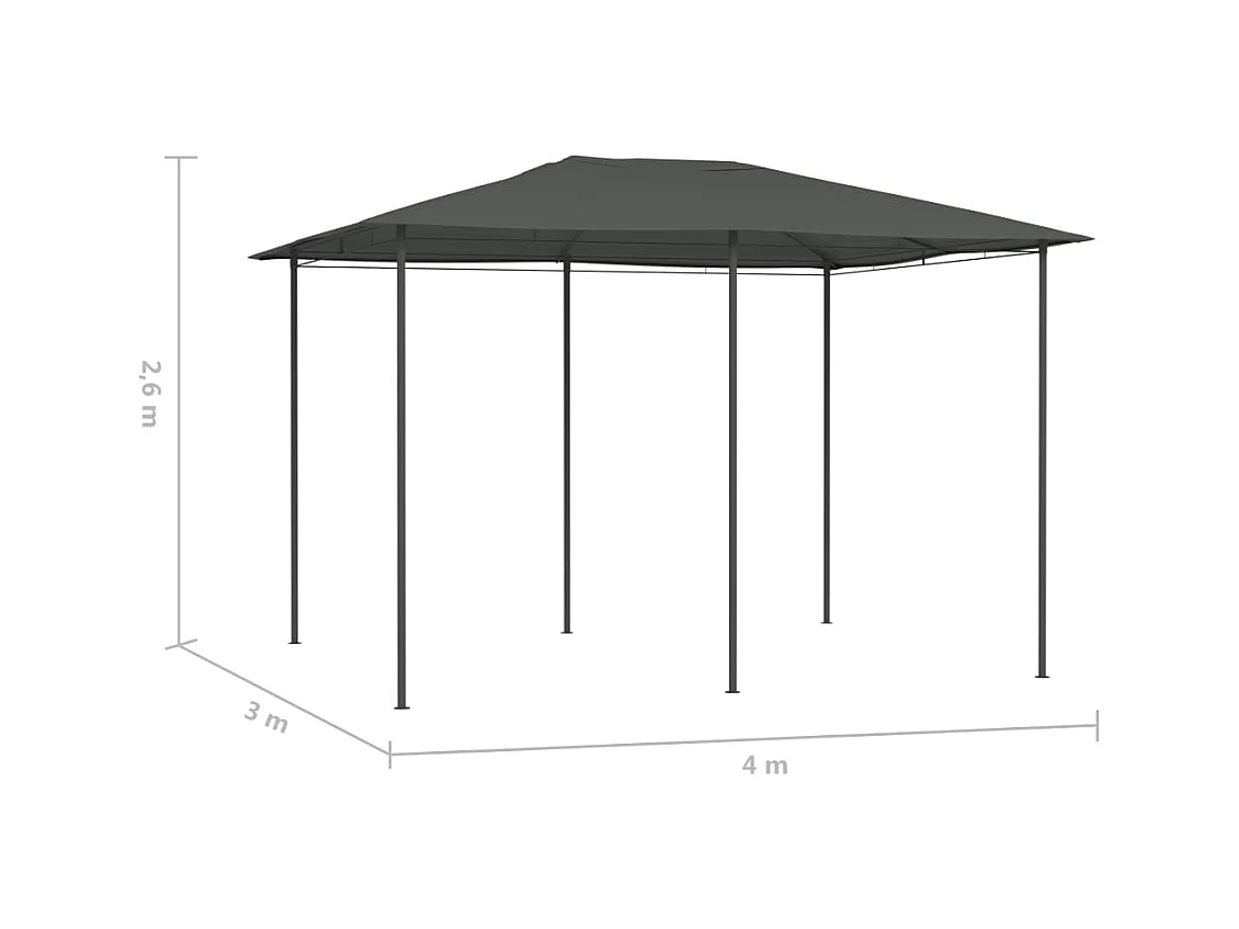 Belvedere 3x4x2,6 m Antracita 160 g/m²
