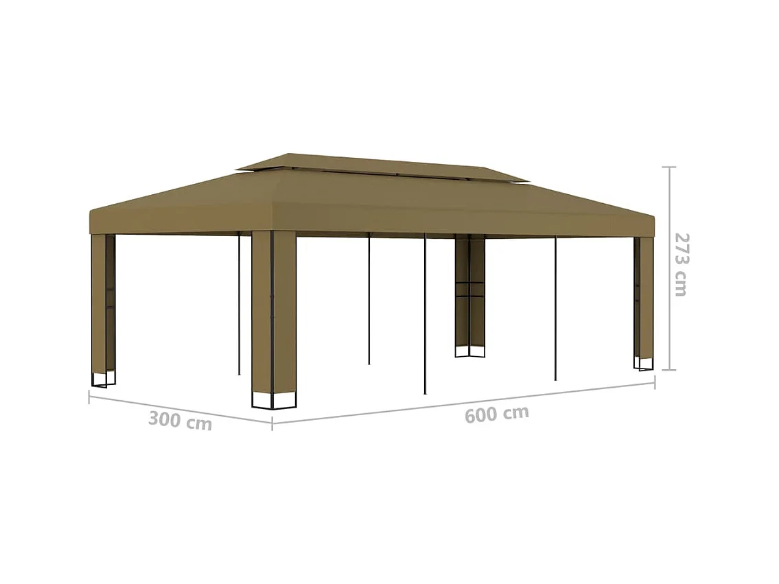 Pavillon mit Doppeldach 3x6 m Taupe 180 g/m²