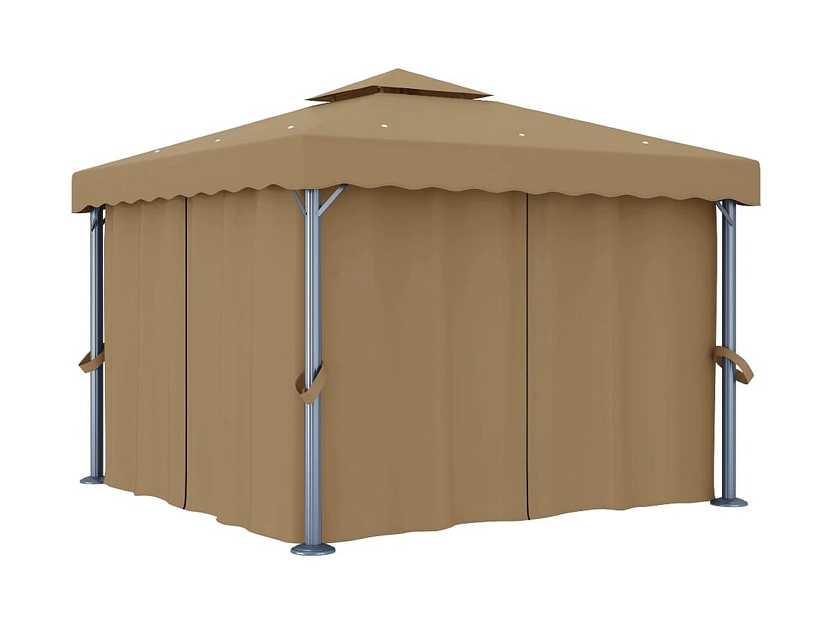 Tonnelle avec rideau 3x3 m Taupe Aluminium