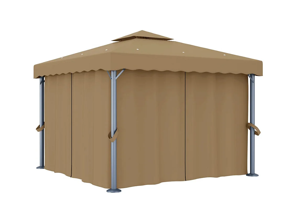 Pavillon mit Vorhang 3x3 m Taupe Aluminium