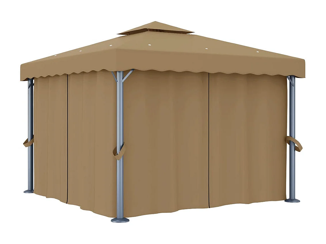 Gazebo con tenda 3x3 m Alluminio Tortora