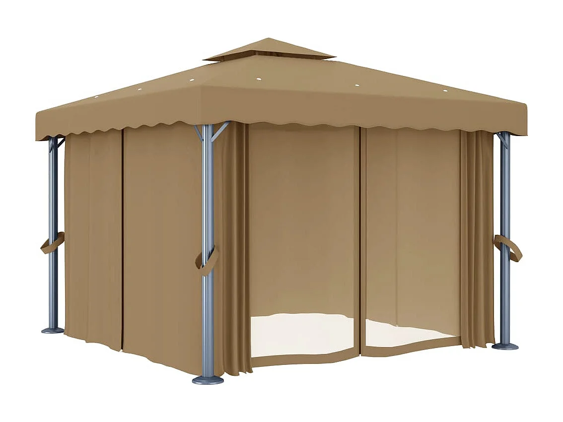 Gazebo con tenda 3x3 m Alluminio Tortora