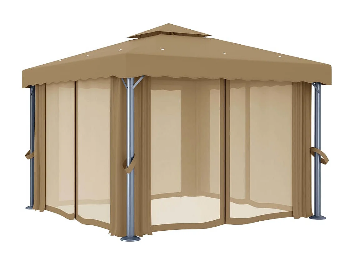 Gazebo con tenda 3x3 m Alluminio Tortora
