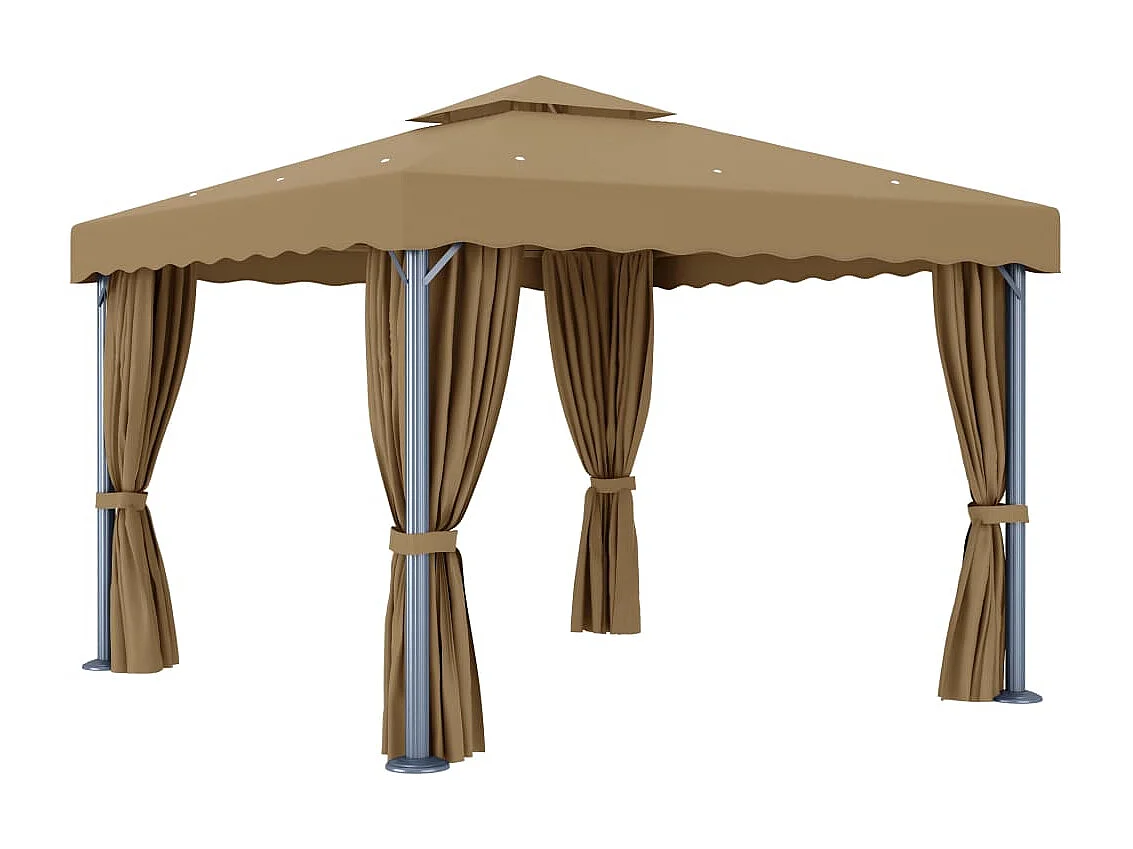 Gazebo con tenda 3x3 m Alluminio Tortora