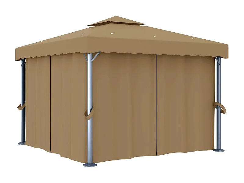 Gazebo con tenda 3x3 m Alluminio Tortora