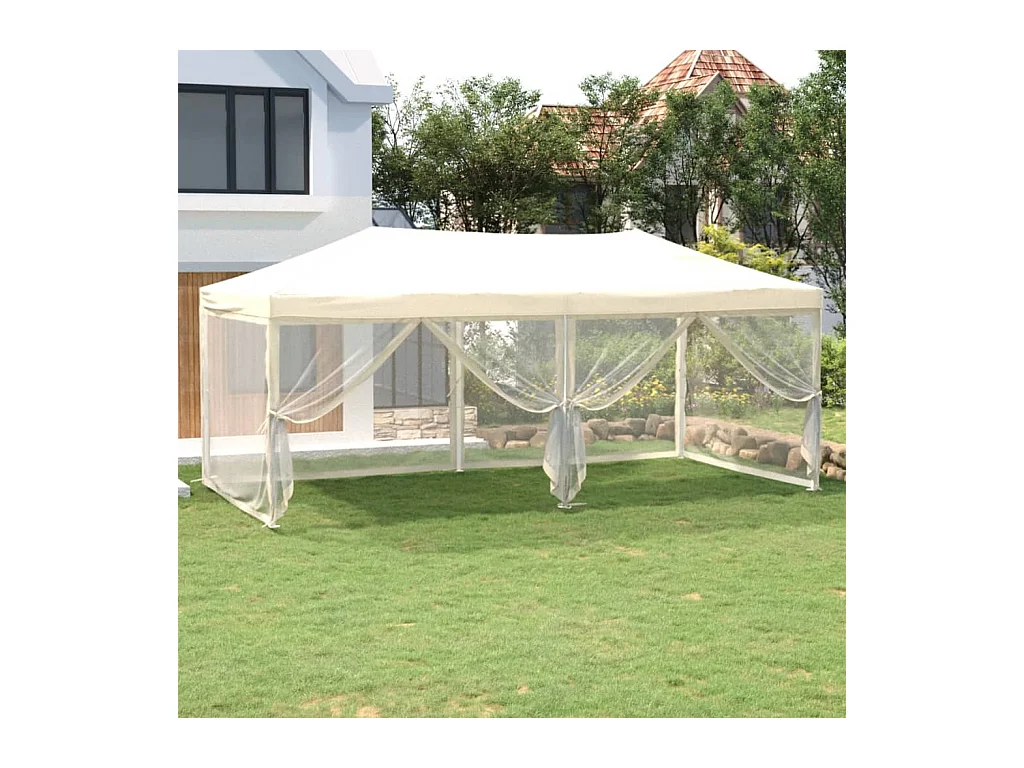 Carpa plegable para fiestas con paredes Crema 3x6 m
