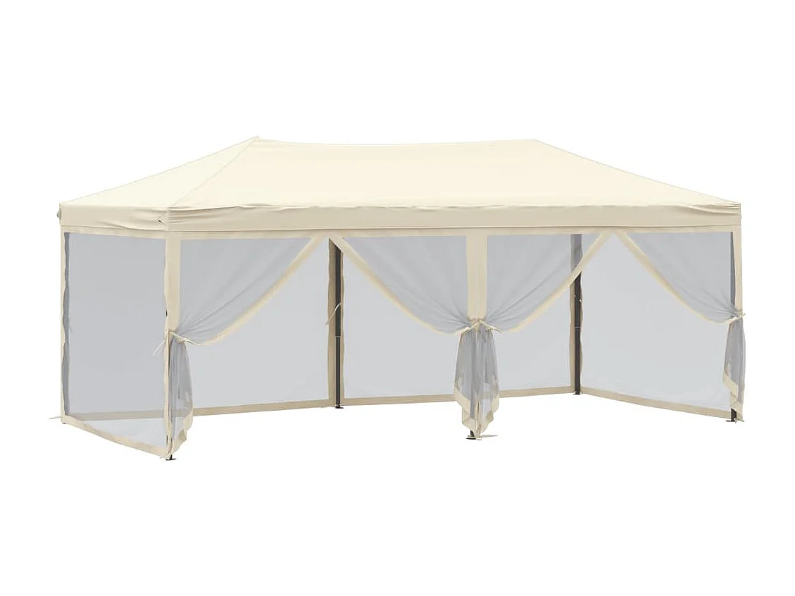 Carpa plegable para fiestas con paredes Crema 3x6 m