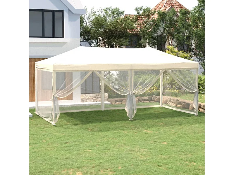 Carpa plegable para fiestas con paredes Crema 3x6 m