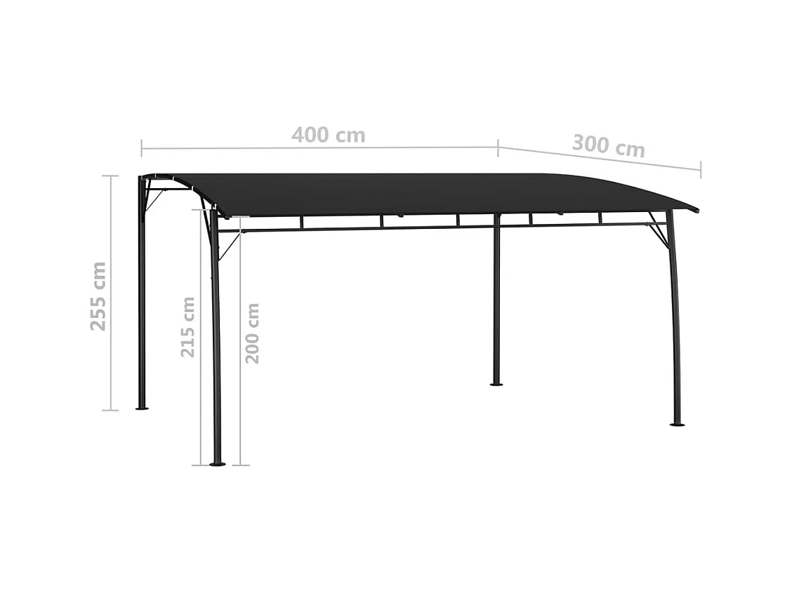 Toldo de jardín 4x3x2,55 m Antracita