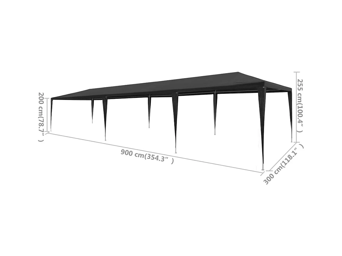Carpa de recepción 3x9 m PE Antracita