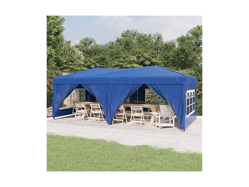 Carpa de recepción plegable con paredes Azul 3x6 m