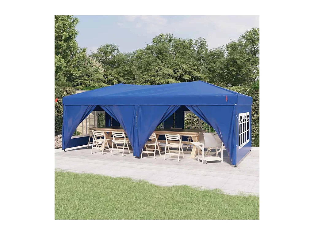Carpa de recepción plegable con paredes Azul 3x6 m