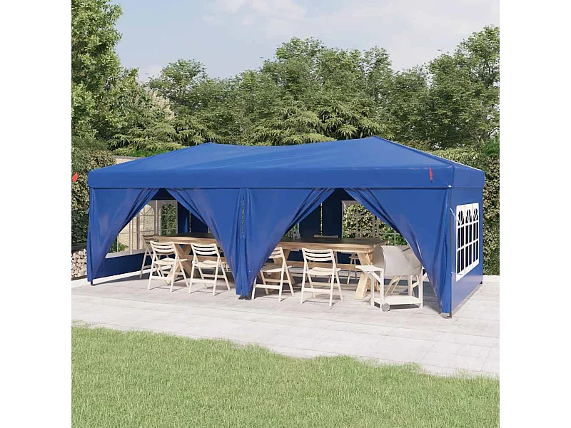 Carpa de recepción plegable con paredes Azul 3x6 m