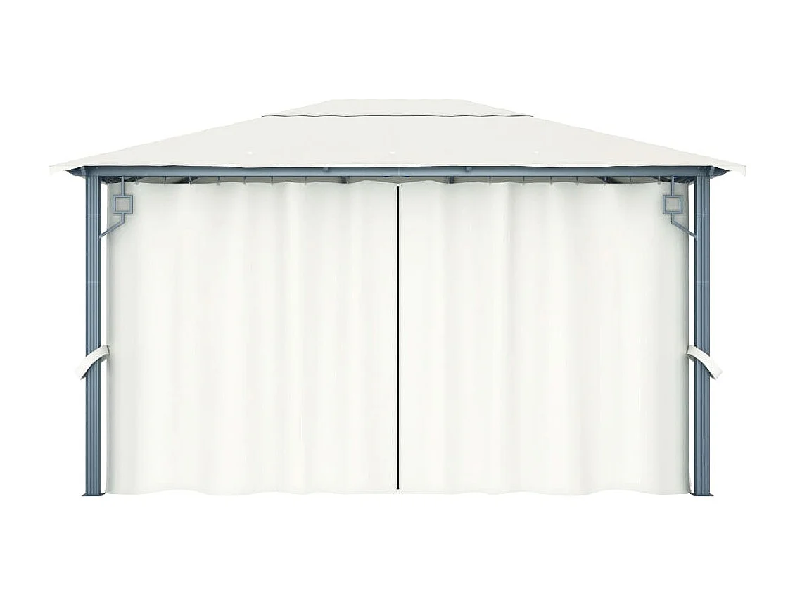 Tonnelle avec rideau et lumières LED 4x3 m Crème Aluminium