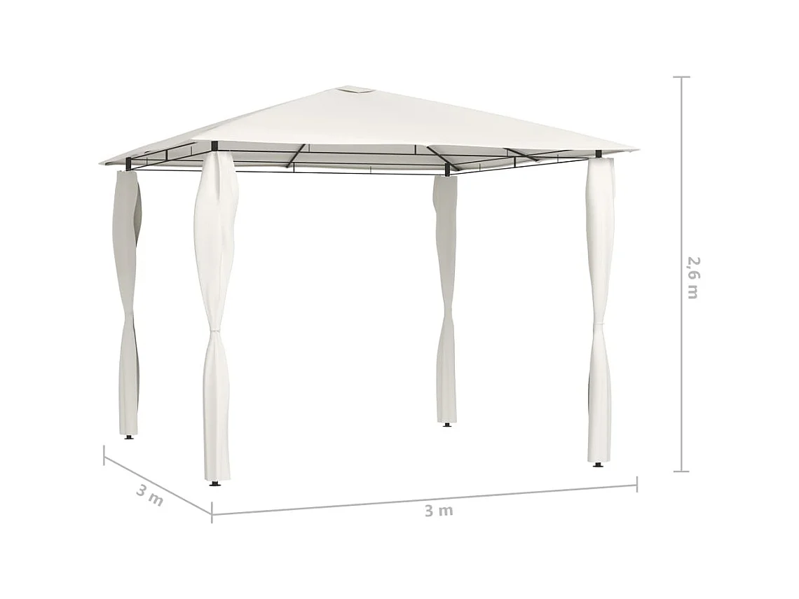 Cenador con cubierta para postes 3x3x2,6 m Crema 160 g/m²