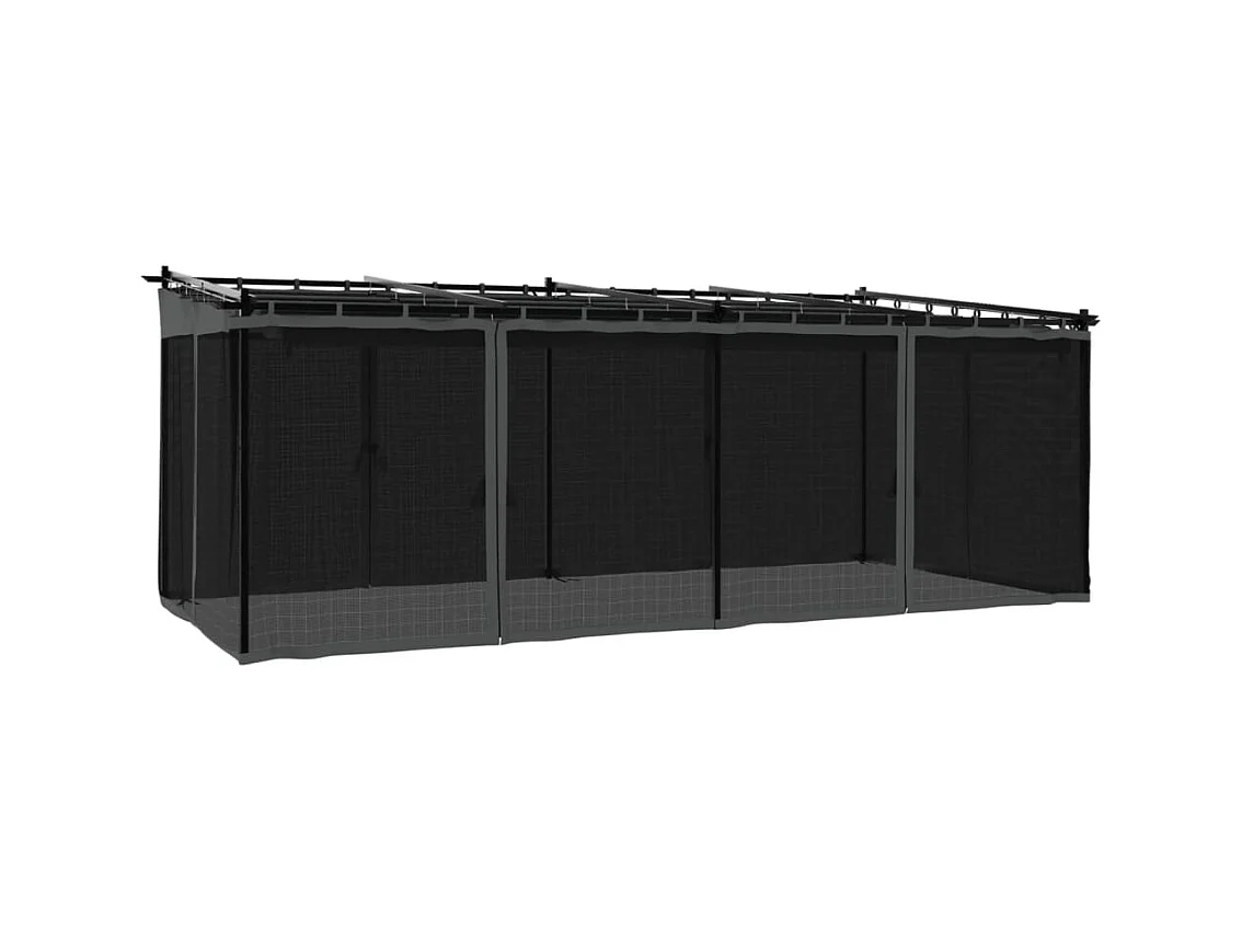 Cenador con paredes de malla antracita 6x3 m acero