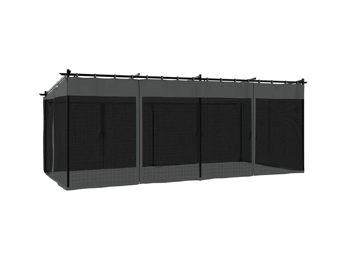 Cenador con paredes de malla antracita 6x3 m acero