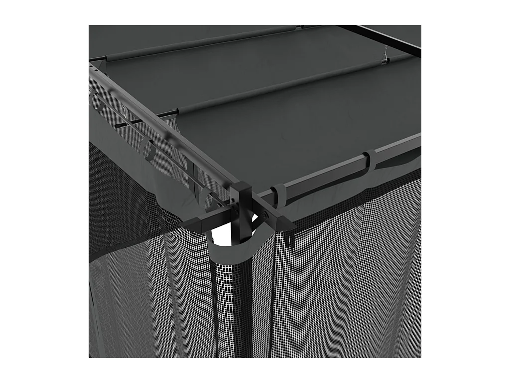 Cenador con paredes de malla antracita 6x3 m acero