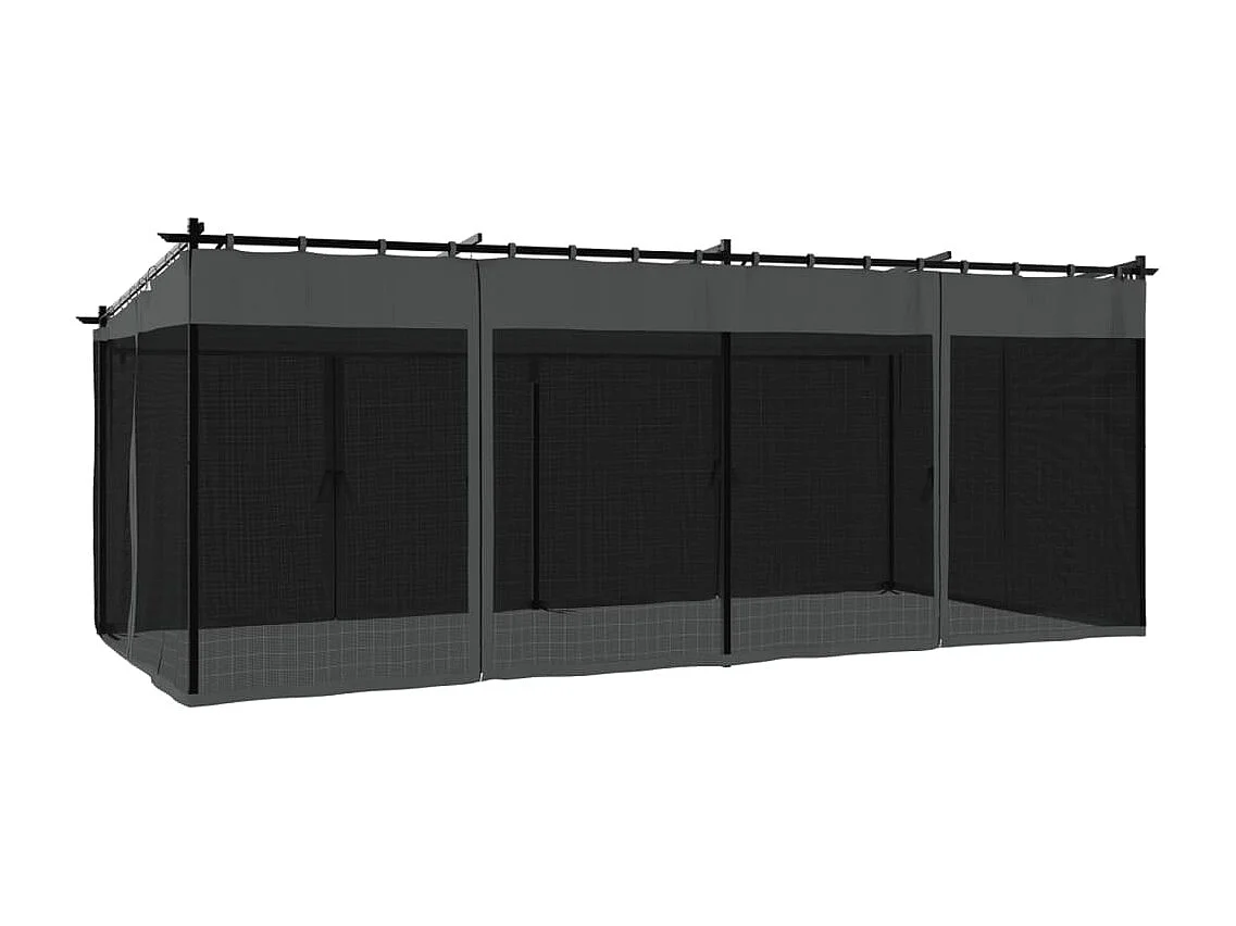 Gazebo con pareti in rete antracite 6x3 m acciaio