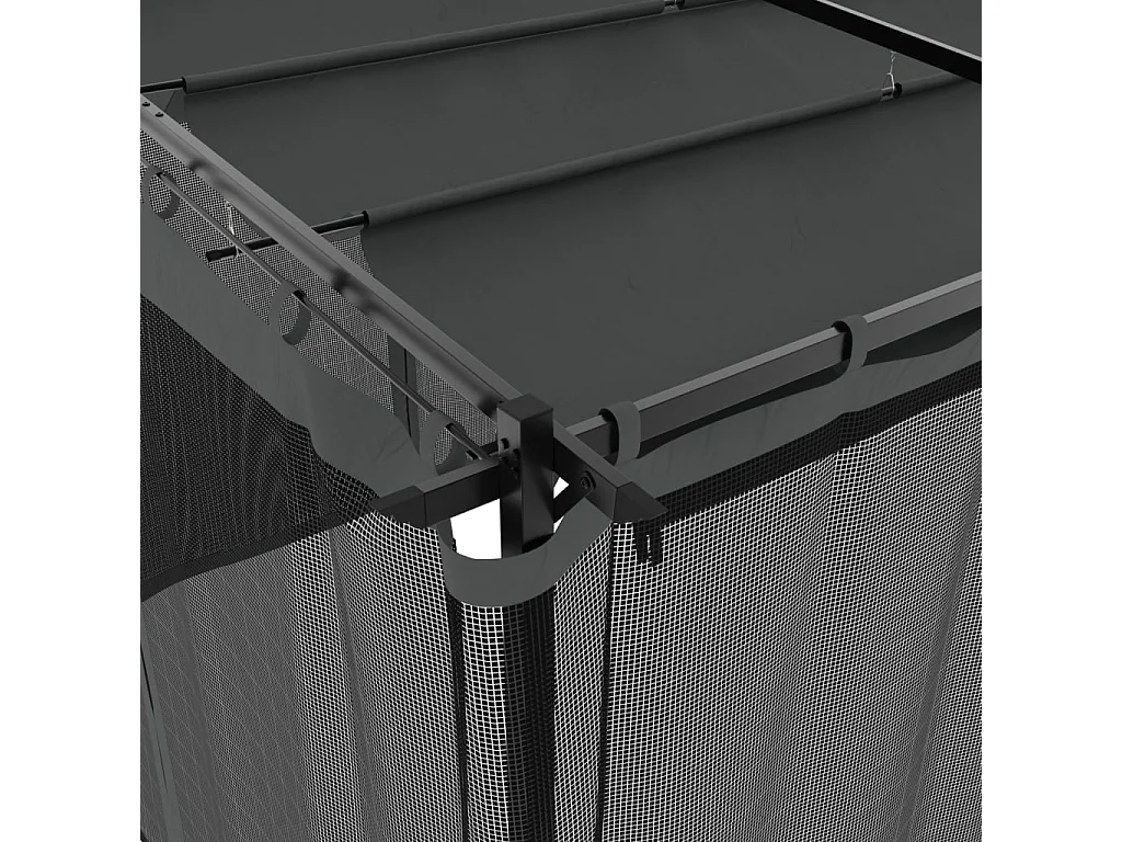 Gazebo con pareti in rete antracite 6x3 m acciaio