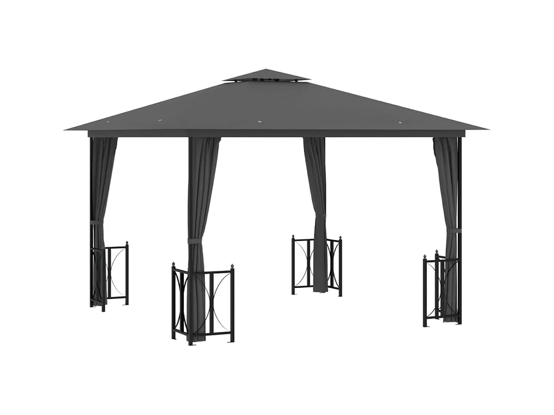 Cenador con paredes y doble techo 3x3 m Antracita