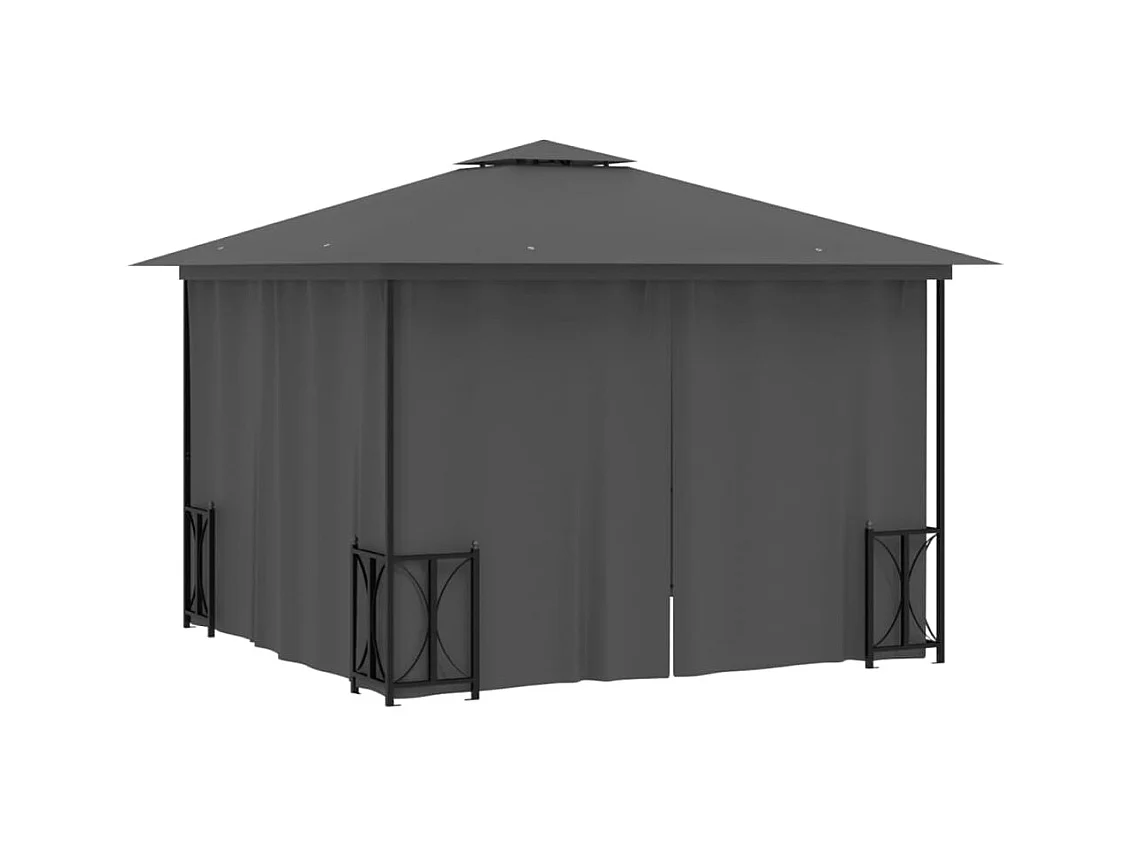 Cenador con paredes y doble techo 3x3 m Antracita