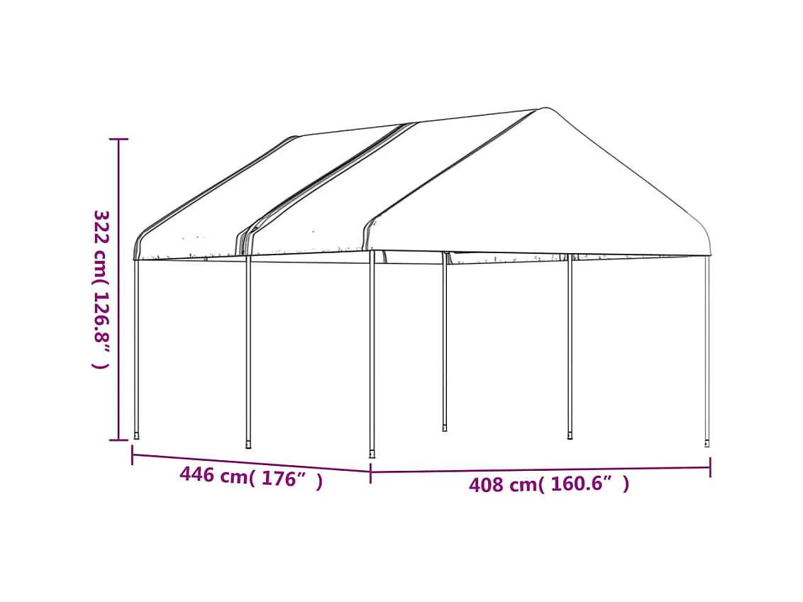 Gazebo con techo blanco 4,46x4,08x3,22 m polietileno