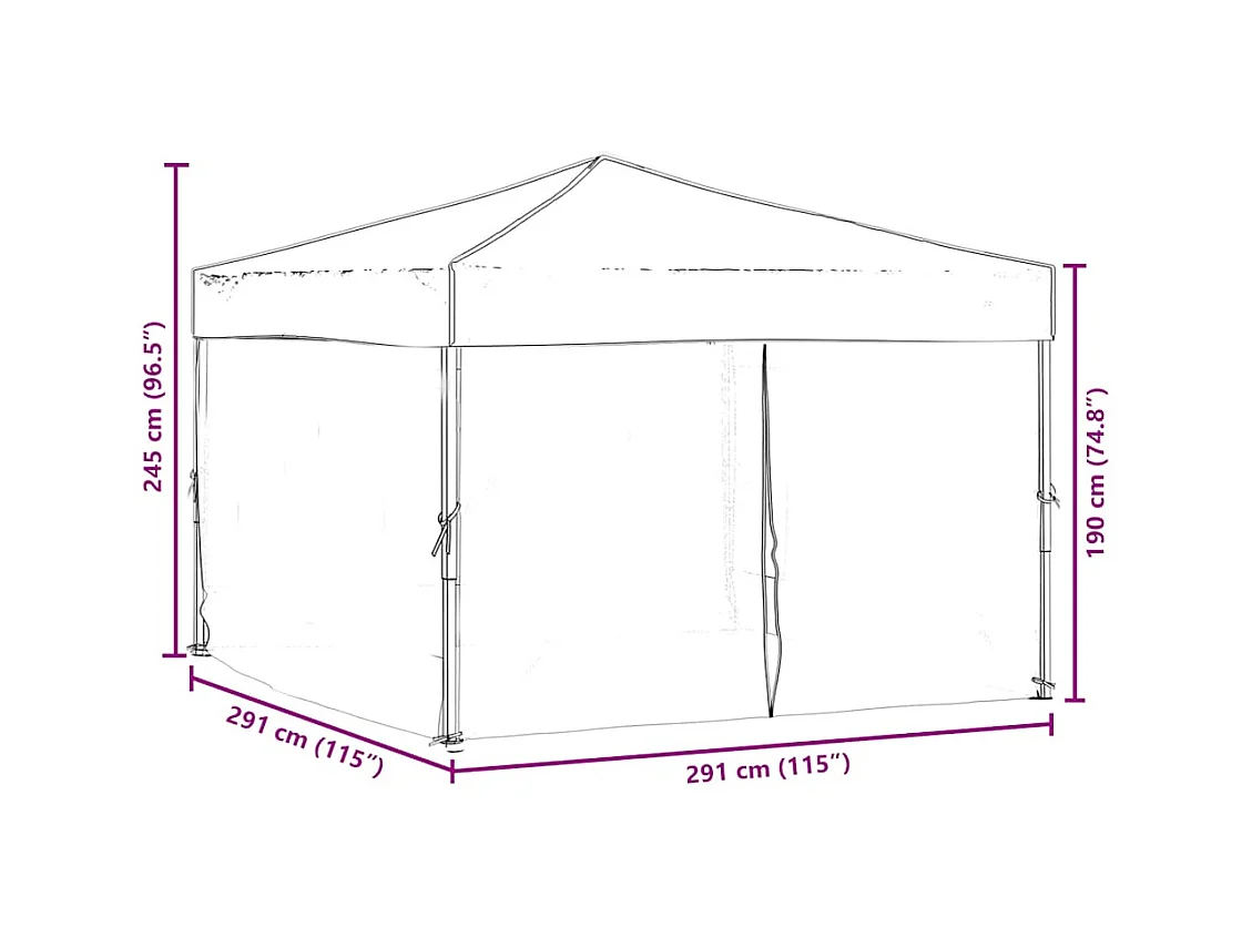 Carpa de recepción plegable con paredes Azul 3x3 m