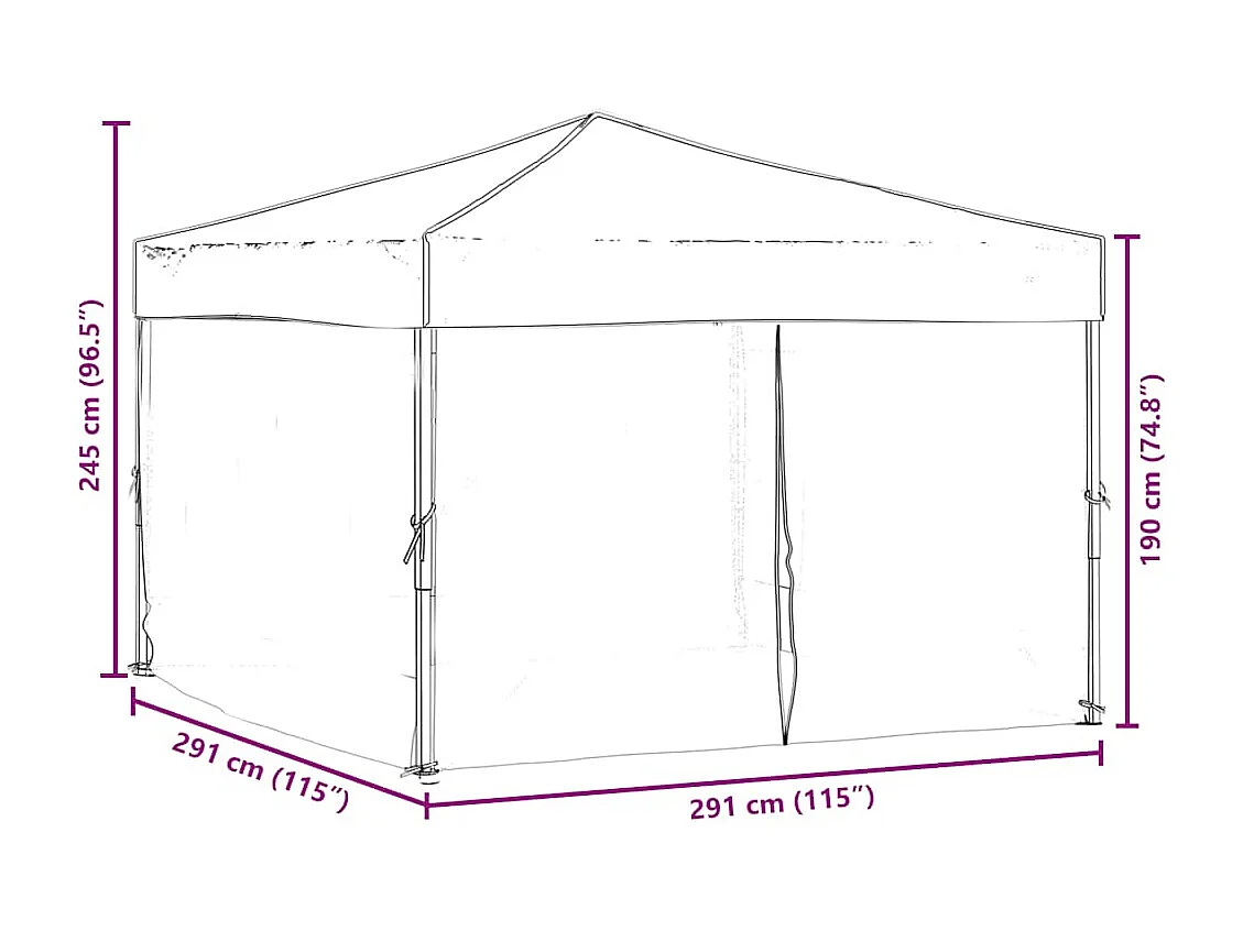 Tenda pieghevole per ricevimenti con pareti Blu 3x3 m