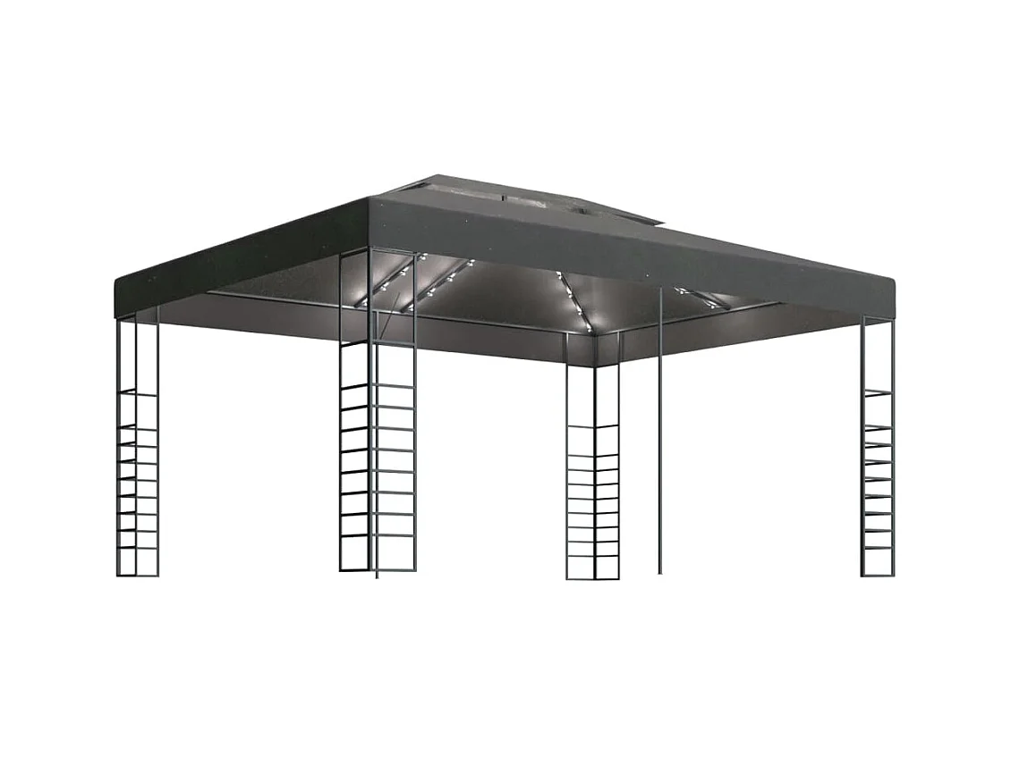 Cenador con guirnalda de luces LED 3x4 m Antracita