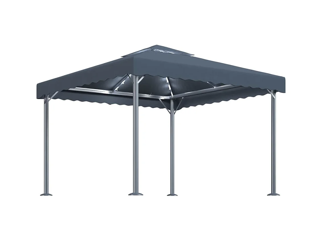 Cenador con guirnalda de luces LED 300x300 cm Antracita