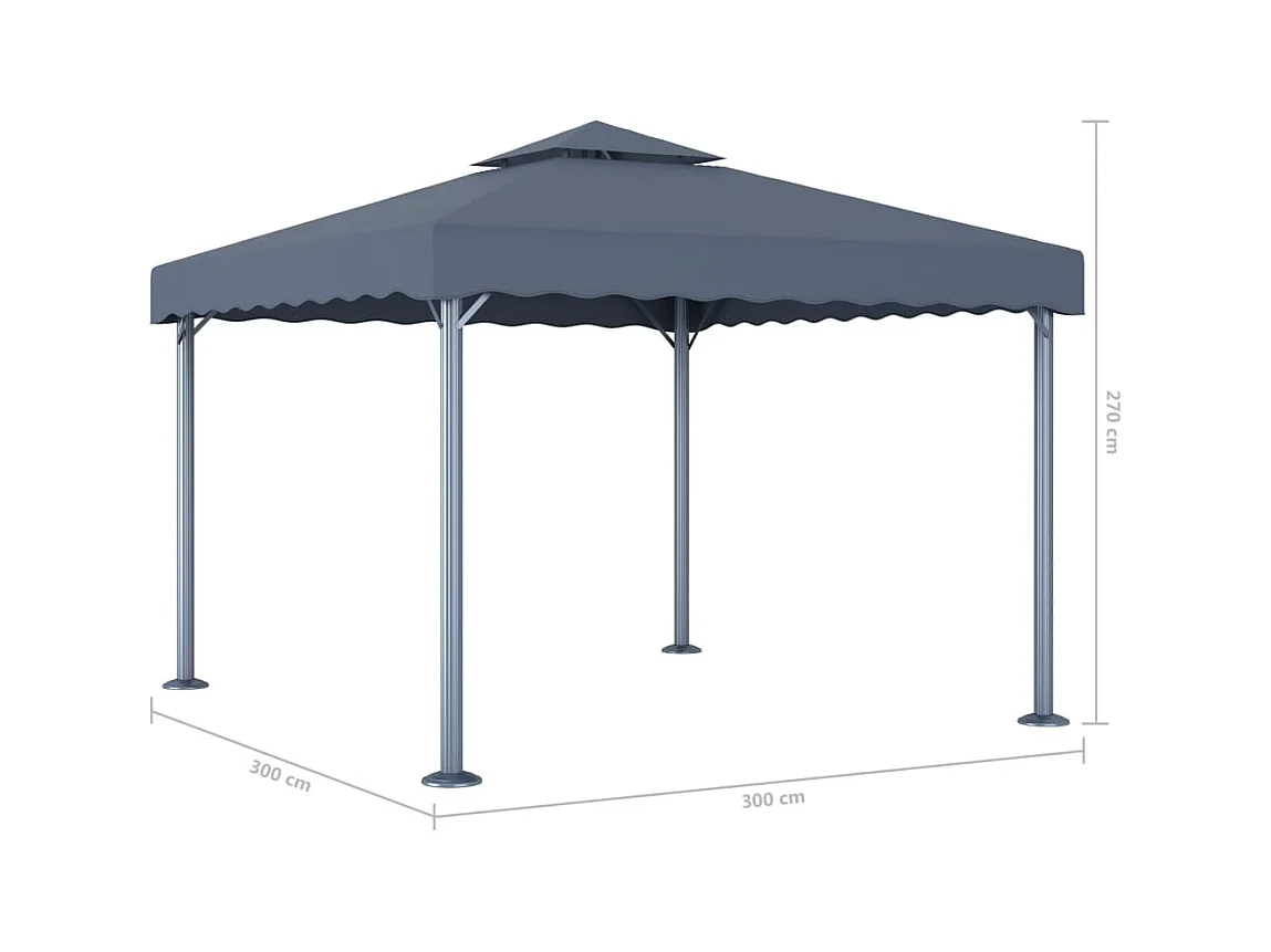 Cenador con guirnalda de luces LED 300x300 cm Antracita