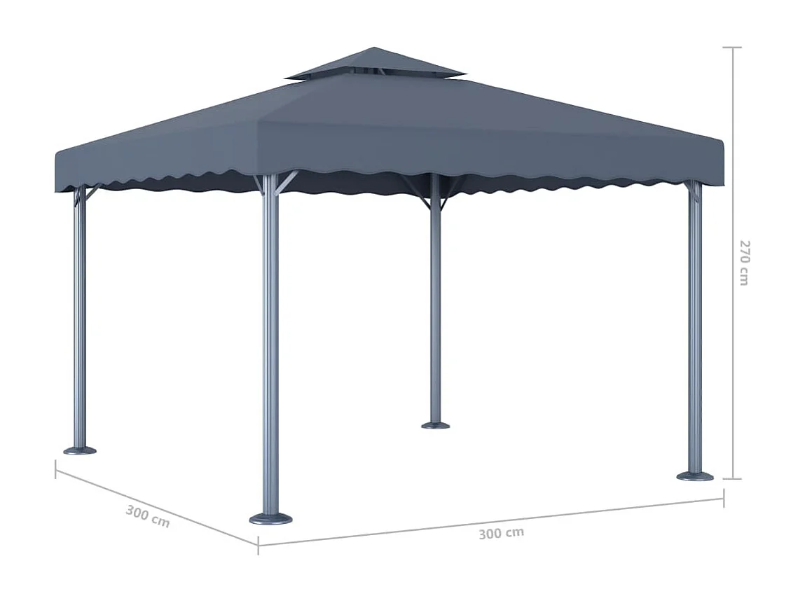 Gazebo con ghirlanda luminosa a LED 300x300 cm Antracite