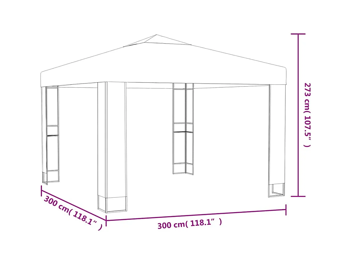 Cenador con doble techo 3x3 m Antracita