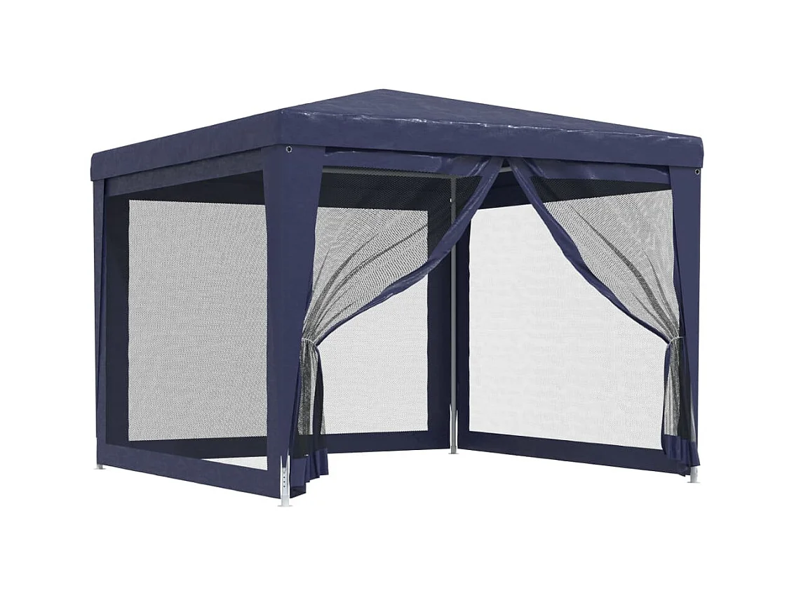 Tenda per feste con 4 pareti laterali in rete Blu 3x3 m HDPE