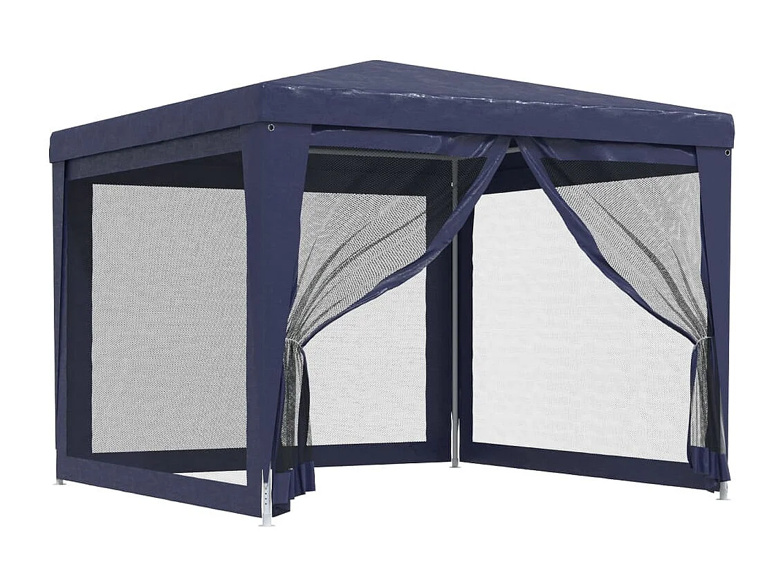 Carpa para fiestas con 4 paredes laterales de malla Azul 3x3 m HDPE
