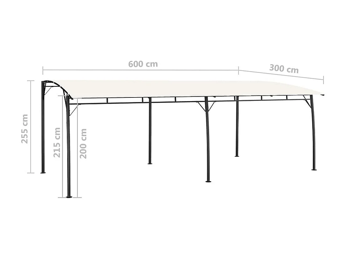 Tenda da sole da giardino 6x3x2,55 m crema