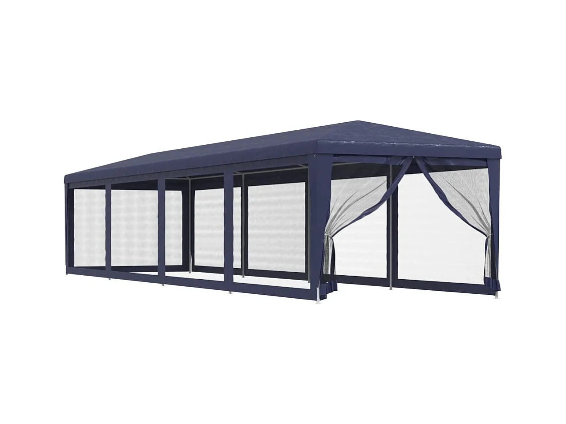Partytent en 10 Mesh Zijwanden Blauw 3x12m HDPE
