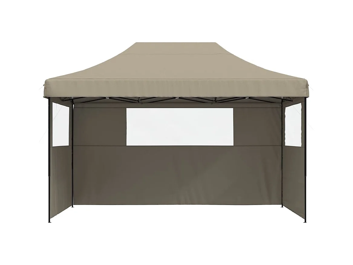 Carpa de recepción plegable retráctil con 3 paredes laterales en color topo