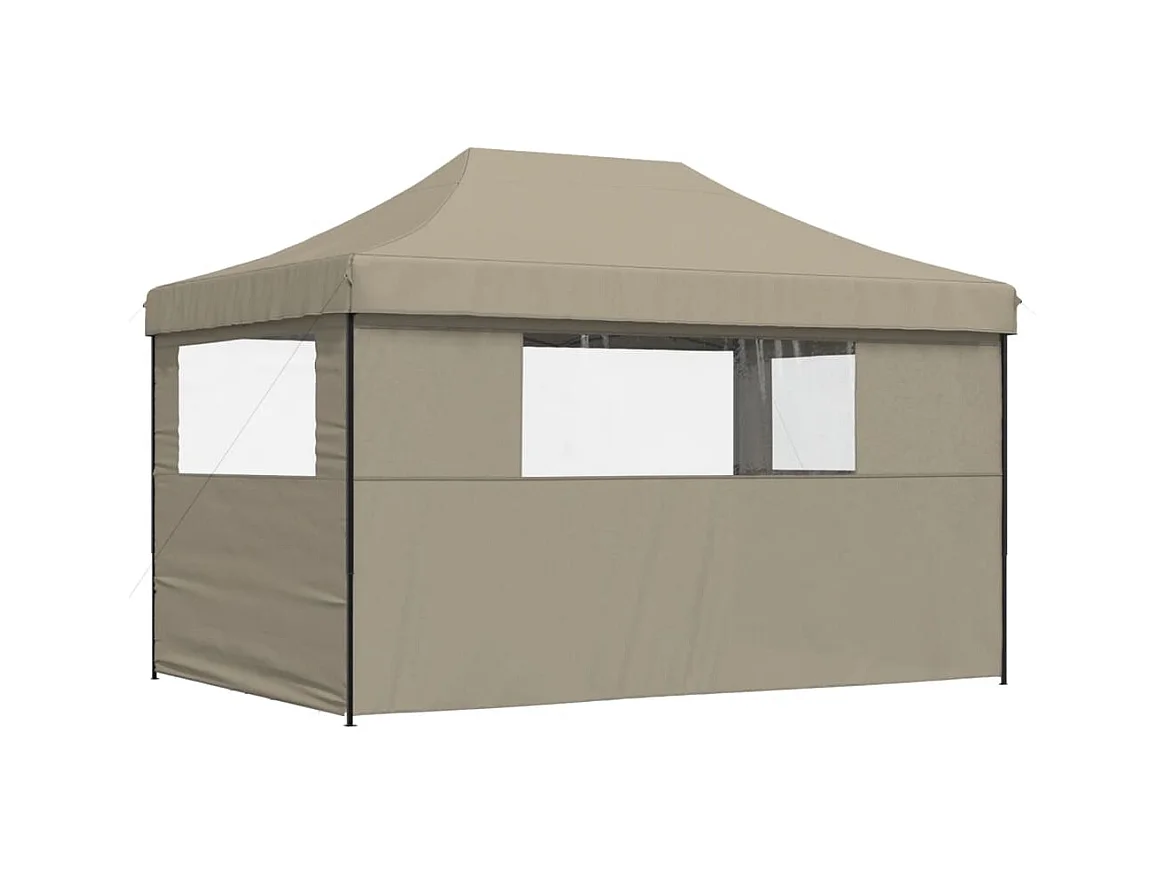 Carpa de recepción plegable retráctil con 3 paredes laterales en color topo